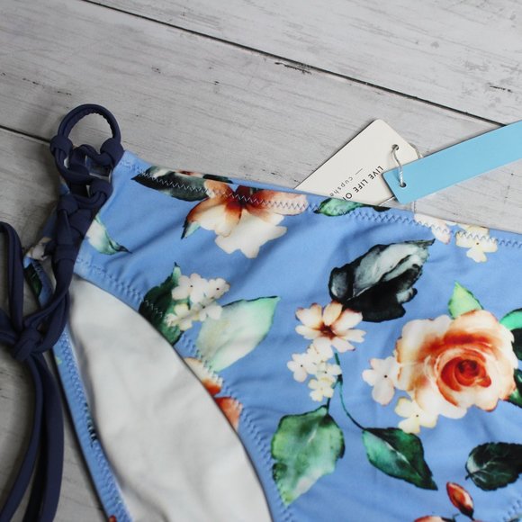 Cupshe Swimwear Women's Bikini Swim Bottoms Size XXL Blue Floral - Picture 4 of 5